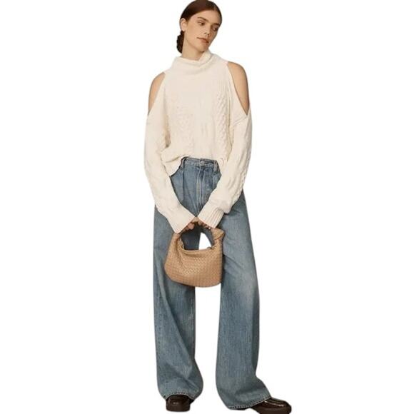 Anthropologie Cold Shoulder Turtleneck Pullover Cable Sweater Size Small - Picture 6 of 6